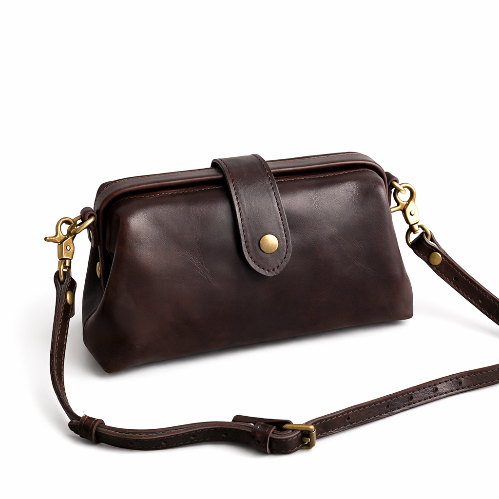 Echtleder Handtasche Damen aus braunem Rindsleder mit Schulterriemen