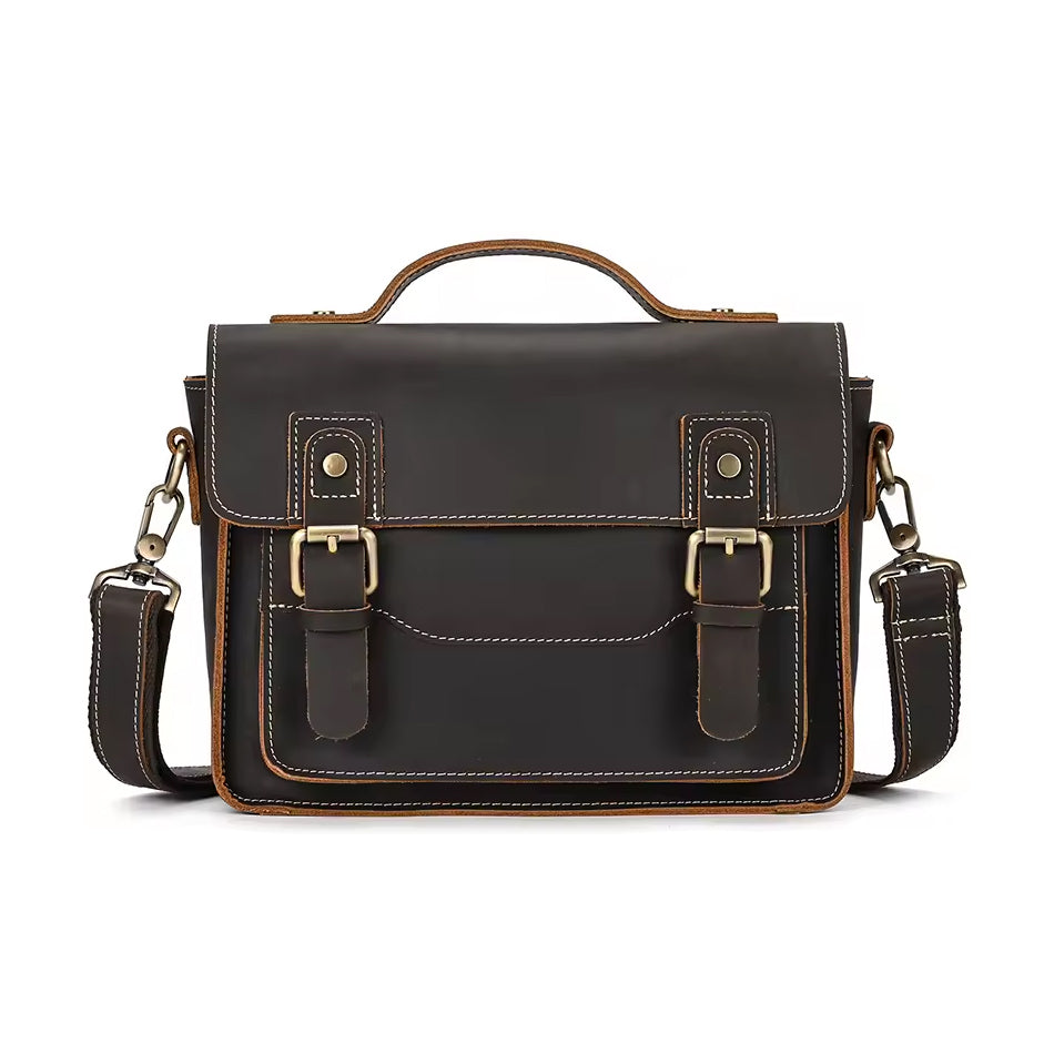 Echtleder Tasche RAGNAR in dunkelbraun – Frontansicht