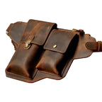 Echtleder Umhängetasche Herren aus Rindsleder – Frontansicht mit zwei aufgesetzten Taschen