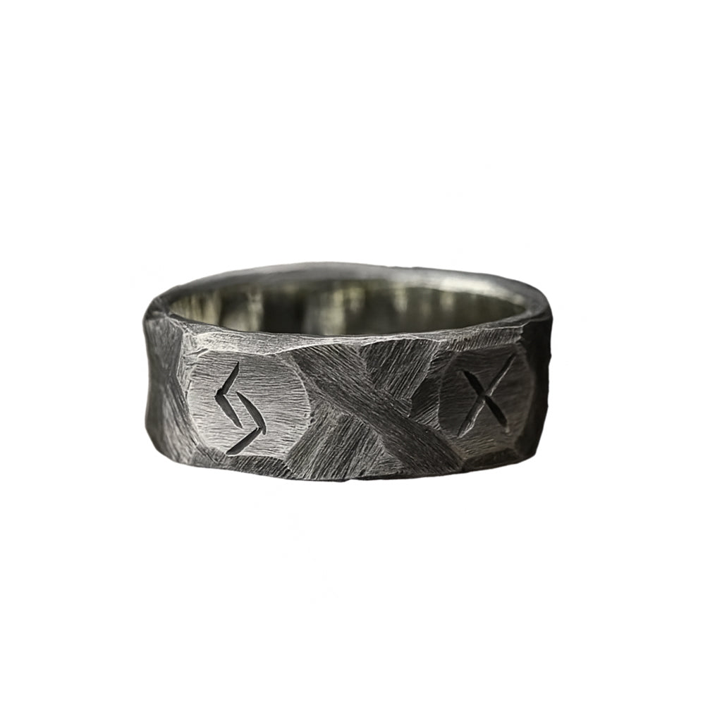 Wikinger Ring aus Edelstahl mit nordischen Runen – Runenring Herren Schmuck NORDSKULLS