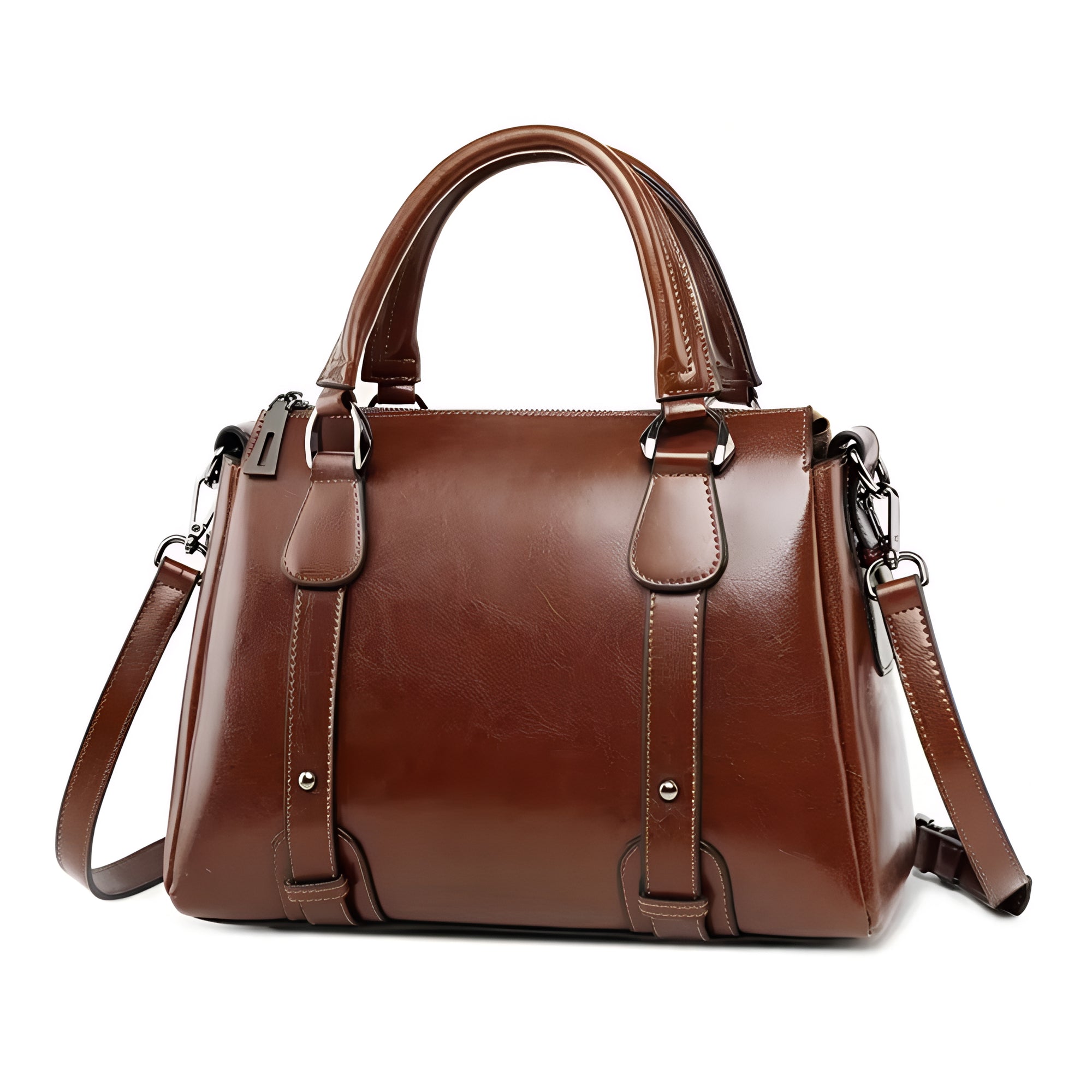 Echtleder Handtasche Damen Business Seitenansicht mit stabiler Form