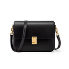 Echtleder Handtasche Damen Schwarz 23x7x17 cm kleine Rindsleder Umhängetasche Produktbild