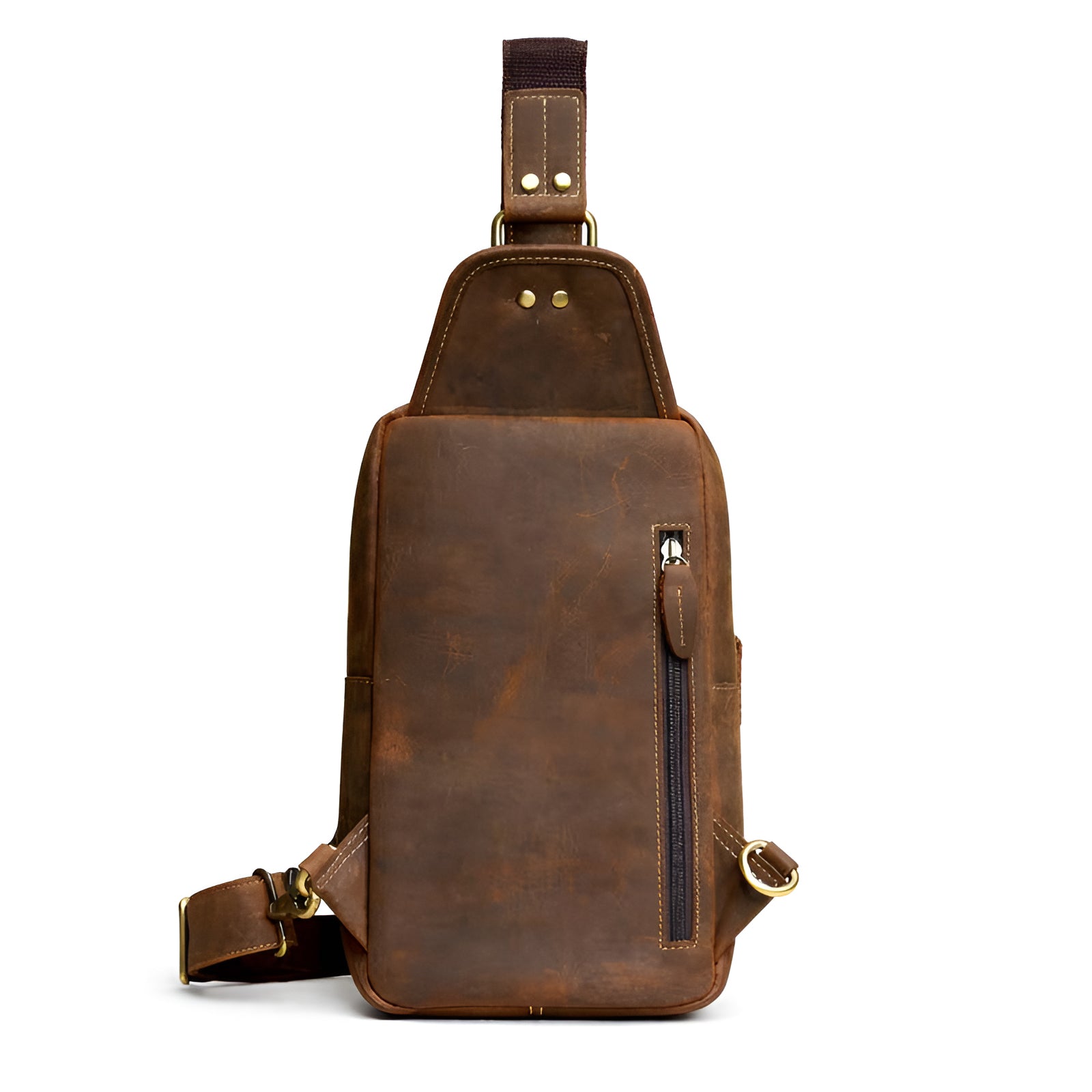 Rückseite der Echtleder Umhängetasche für Herren aus Rindsleder, schlankes und körpernahes Design