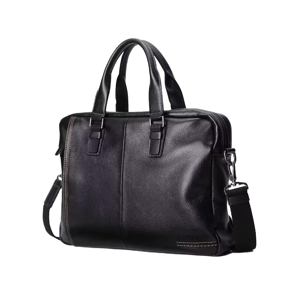 Herren Echtleder Tasche schwarz, hochwertige Business Ledertasche aus echtem Leder freigestellt