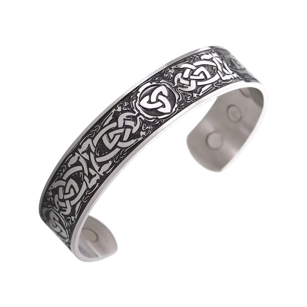 Wikinger Armring aus Edelstahl mit keltischem Knotenmuster – nordischer Armreif im Wikingerstil für Männer