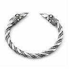 Raben-Armreif aus 925 Sterling Silber mit detailreichen Rabenköpfen, nordischer Silberschmuck HUGIN & MUNIN, offen gearbeitet