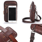 Nordische Smartphone Umhängetasche mit Rabenmotiv aus Kunstleder mit Smartphonefach, verstellbarem Schultergurt und mehreren Reissverschlussfächern für Karten und kleine Gegenstände