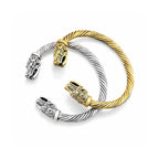 Wikinger Armring Damen FREYA als Set in Gold und Silber – nordischer Armreif mit Drachenköpfen