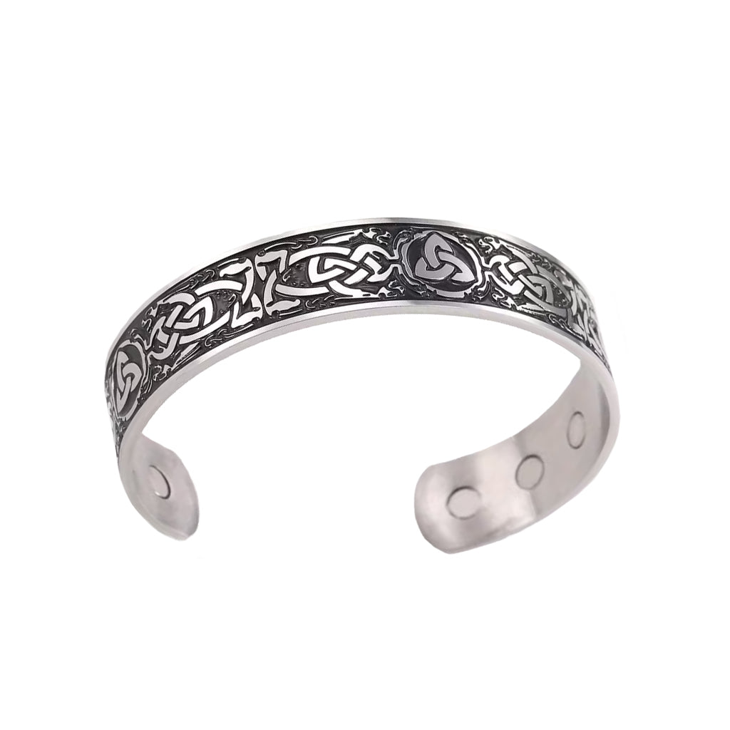 Wikinger Armring mit keltischem Knoten aus Edelstahl – nordischer Armreif im Wikingerstil mit verschlungenem Knotenmuster