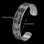 Wikinger Armring mit keltischem Knoten aus Edelstahl – nordischer Armreif mit Massangaben 64 mm Durchmesser und 14.7 mm Breite