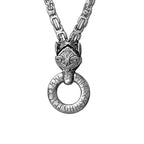 Wikinger Halskette Fenris aus Edelstahl mit Wolfskopf und Runenring