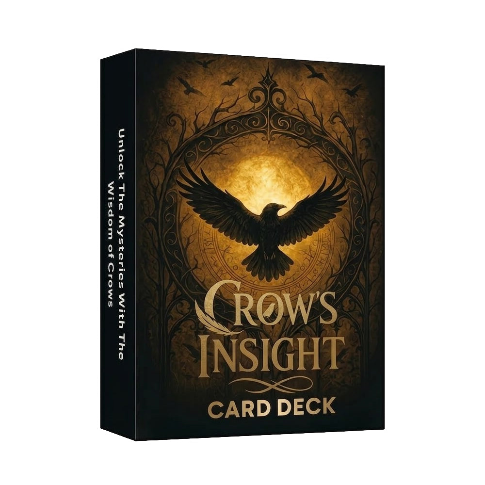 Wikinger Tarot Karten Deck Box kaufen – Crow's Insight Orakelkarten Verpackung schwarz gold – Wahrsagekarten Set Aufbewahrung nordische Mythologie Raben Design Tarotkarten Box Wikinger Esoterik Geschenkidee Odin Huginn Muninn.